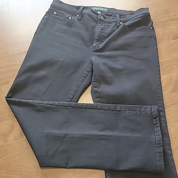 LRL Lauren jeans Co Ralph Lauren Black jeans/pants size 12 Classic Straight leg - Picture 1 of 16